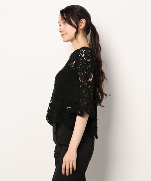 coca（coca）（コカ）の「クロシェフレアスリーブトップス（Tシャツ/カットソー・レディース・ブラック/アイボリー・ONE SIZE）」の12枚目の写真