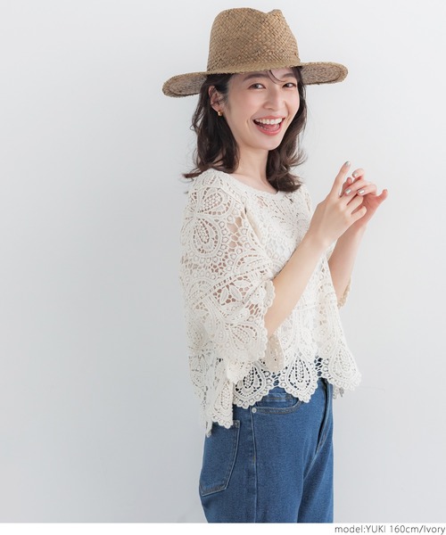 coca（coca）（コカ）の「クロシェフレアスリーブトップス（Tシャツ/カットソー・レディース・ブラック/アイボリー・ONE SIZE）」の10枚目の写真