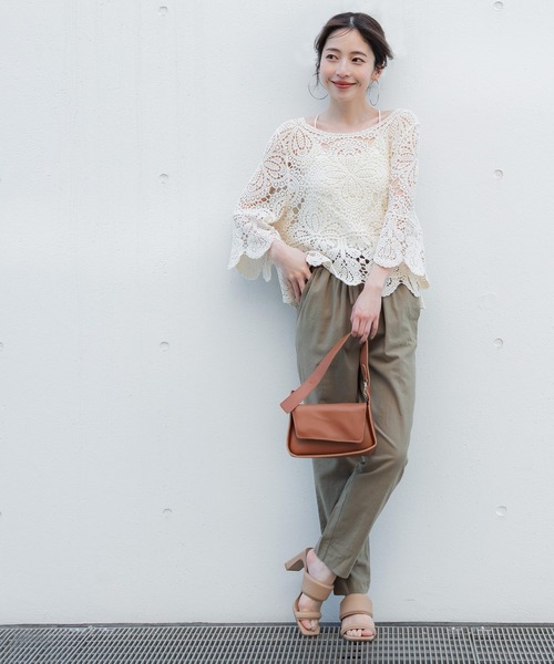 coca（coca）（コカ）の「クロシェフレアスリーブトップス（Tシャツ/カットソー・レディース・ブラック/アイボリー・ONE SIZE）」の22枚目の写真