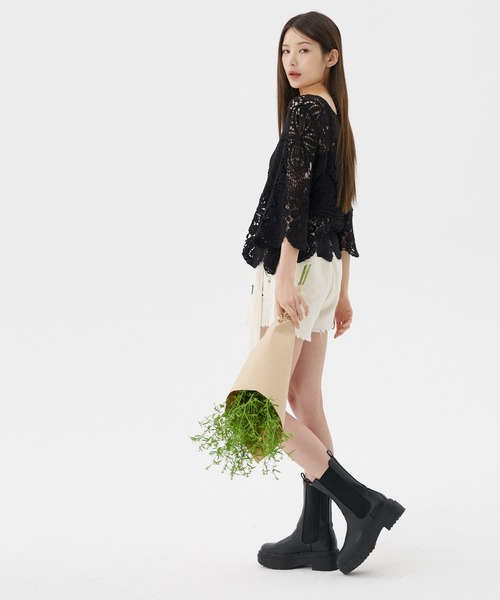 coca（coca）（コカ）の「クロシェフレアスリーブトップス（Tシャツ/カットソー・レディース・ブラック/アイボリー・ONE SIZE）」の20枚目の写真