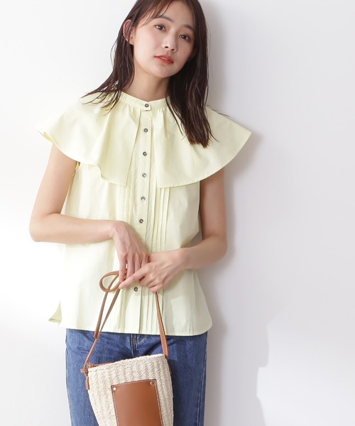 N.（N. Natural Beauty Basic）（エヌエヌナチュラルビューティーベーシック）の「◆２ｗａｙフリルカラーブラウス（シャツ/ブラウス・レディース・オフホワイト/ネイビー/イエロー・MEDIUM）」の3枚目の写真