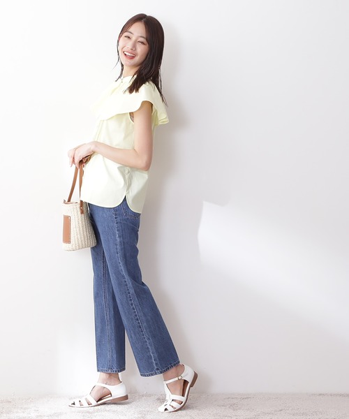 N.（N. Natural Beauty Basic）（エヌエヌナチュラルビューティーベーシック）の「◆２ｗａｙフリルカラーブラウス（シャツ/ブラウス・レディース・オフホワイト/ネイビー/イエロー・MEDIUM）」の10枚目の写真