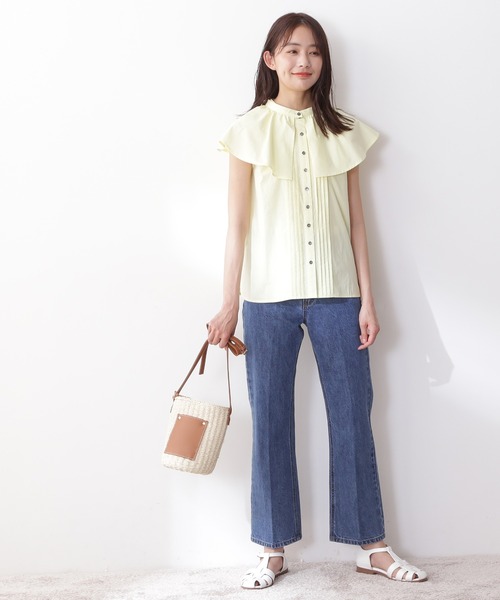 N.（N. Natural Beauty Basic）（エヌエヌナチュラルビューティーベーシック）の「◆２ｗａｙフリルカラーブラウス（シャツ/ブラウス・レディース・オフホワイト/ネイビー/イエロー・MEDIUM）」の9枚目の写真