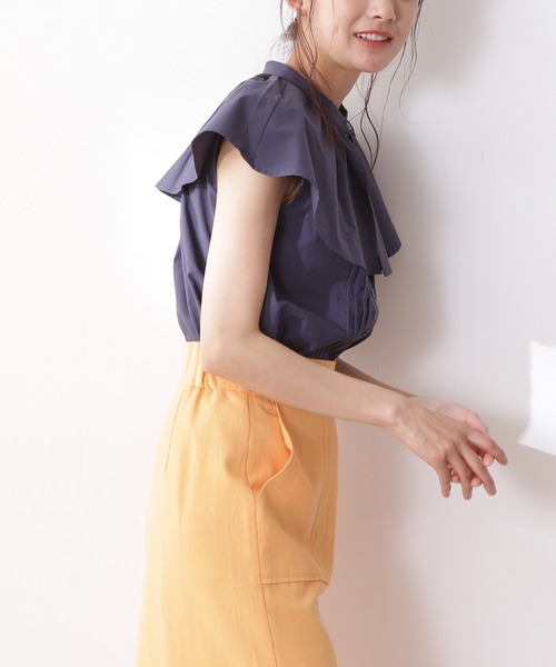 N.（N. Natural Beauty Basic）（エヌエヌナチュラルビューティーベーシック）の「◆２ｗａｙフリルカラーブラウス（シャツ/ブラウス・レディース・オフホワイト/ネイビー/イエロー・MEDIUM）」の11枚目の写真