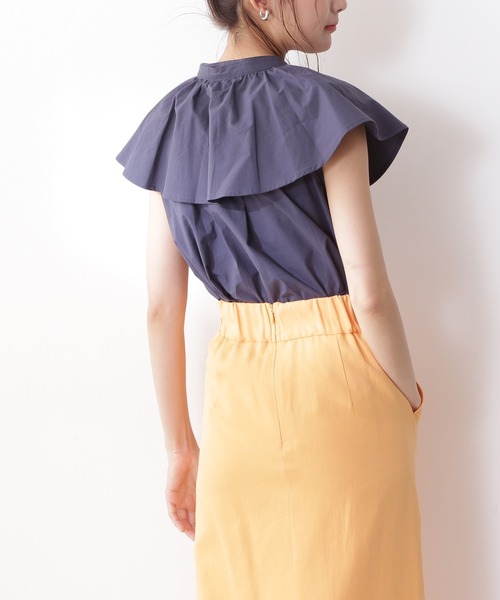 N.（N. Natural Beauty Basic）（エヌエヌナチュラルビューティーベーシック）の「◆２ｗａｙフリルカラーブラウス（シャツ/ブラウス・レディース・オフホワイト/ネイビー/イエロー・MEDIUM）」の12枚目の写真