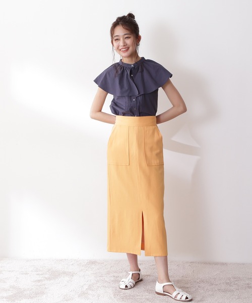 N.（N. Natural Beauty Basic）（エヌエヌナチュラルビューティーベーシック）の「◆２ｗａｙフリルカラーブラウス（シャツ/ブラウス・レディース・オフホワイト/ネイビー/イエロー・MEDIUM）」の6枚目の写真