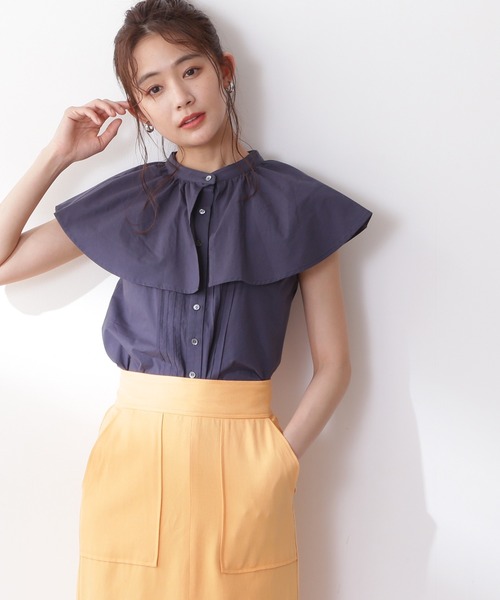 N.（N. Natural Beauty Basic）（エヌエヌナチュラルビューティーベーシック）の「◆２ｗａｙフリルカラーブラウス（シャツ/ブラウス・レディース・オフホワイト/ネイビー/イエロー・MEDIUM）」の15枚目の写真