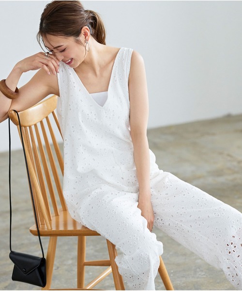 KOBE LETTUCE（コウベレタス）の「レースサロペット（サロペット/オーバーオール・レディース・ホワイト/ブラック/ブラウン・FREE）」の2枚目の写真