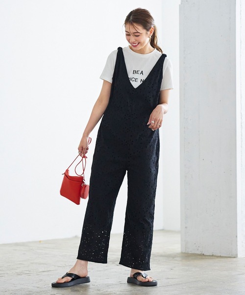 KOBE LETTUCE（コウベレタス）の「レースサロペット（サロペット/オーバーオール・レディース・ホワイト/ブラック/ブラウン・FREE）」の3枚目の写真