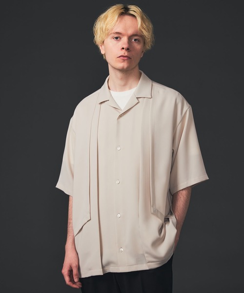 CITY TOKYO（シティトウキョウ）の「ダブルレイヤードオープンシャツ（シャツ/ブラウス・メンズ・ライトグレー/ブラック/グリーン/グレイッシュベージュ・1/2）」の3枚目の写真