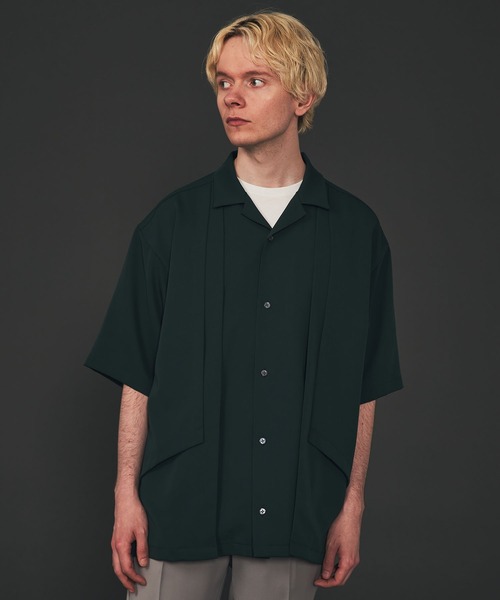 CITY TOKYO（シティトウキョウ）の「ダブルレイヤードオープンシャツ（シャツ/ブラウス・メンズ・ライトグレー/ブラック/グリーン/グレイッシュベージュ・1/2）」の4枚目の写真