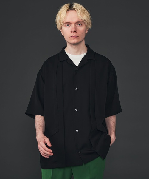 CITY TOKYO（シティトウキョウ）の「ダブルレイヤードオープンシャツ（シャツ/ブラウス・メンズ・ライトグレー/ブラック/グリーン/グレイッシュベージュ・1/2）」の2枚目の写真