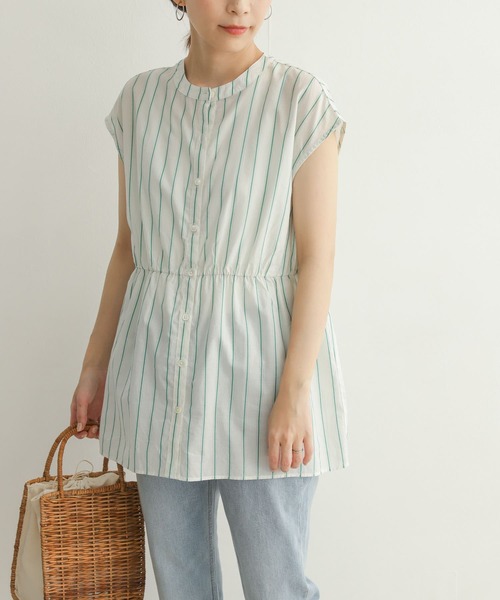 URBAN RESEARCH DOORS（アーバンリサーチドアーズ）の「ウエストギャザーストライプシャツ（シャツ/ブラウス・レディース・ブルー/グリーン・MEDIUM）」の19枚目の写真