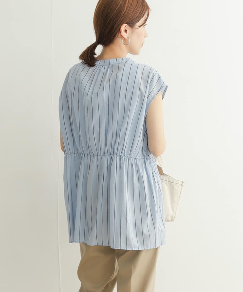 URBAN RESEARCH DOORS（アーバンリサーチドアーズ）の「ウエストギャザーストライプシャツ（シャツ/ブラウス・レディース・ブルー/グリーン・MEDIUM）」の7枚目の写真