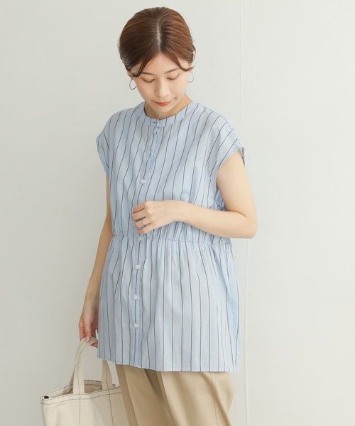 URBAN RESEARCH DOORS（アーバンリサーチドアーズ）の「ウエストギャザーストライプシャツ（シャツ/ブラウス・レディース・ブルー/グリーン・MEDIUM）」の20枚目の写真