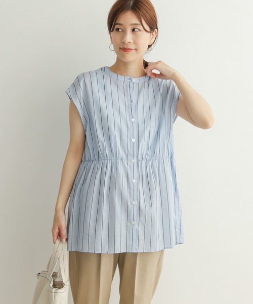 URBAN RESEARCH DOORS（アーバンリサーチドアーズ）の「ウエストギャザーストライプシャツ（シャツ/ブラウス・レディース・ブルー/グリーン・MEDIUM）」の21枚目の写真