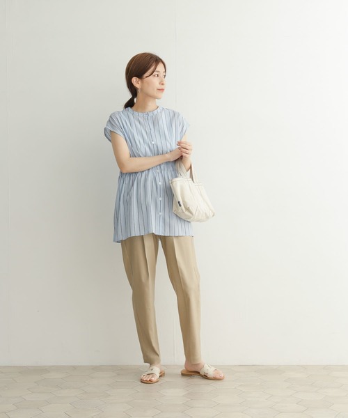 URBAN RESEARCH DOORS（アーバンリサーチドアーズ）の「ウエストギャザーストライプシャツ（シャツ/ブラウス・レディース・ブルー/グリーン・MEDIUM）」の8枚目の写真