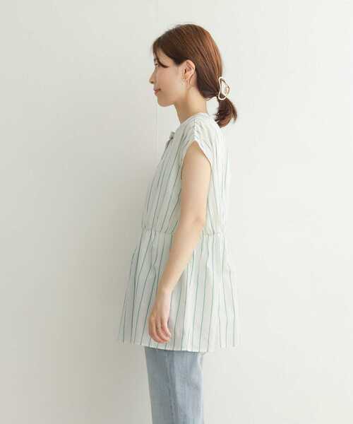 URBAN RESEARCH DOORS（アーバンリサーチドアーズ）の「ウエストギャザーストライプシャツ（シャツ/ブラウス・レディース・ブルー/グリーン・MEDIUM）」の12枚目の写真