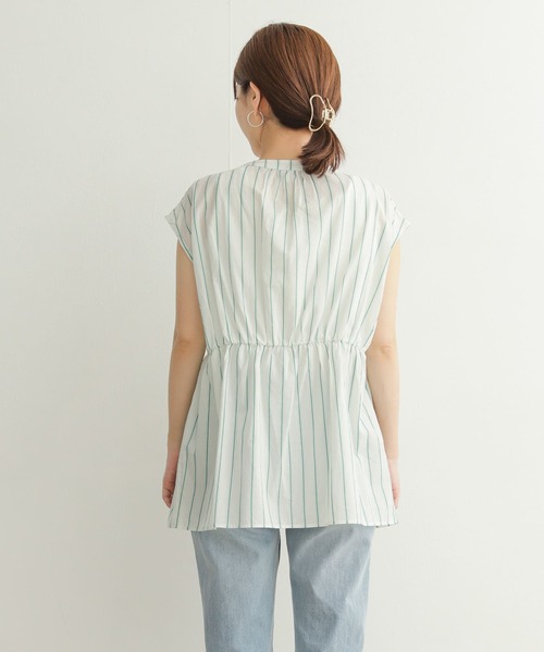 URBAN RESEARCH DOORS（アーバンリサーチドアーズ）の「ウエストギャザーストライプシャツ（シャツ/ブラウス・レディース・ブルー/グリーン・MEDIUM）」の18枚目の写真