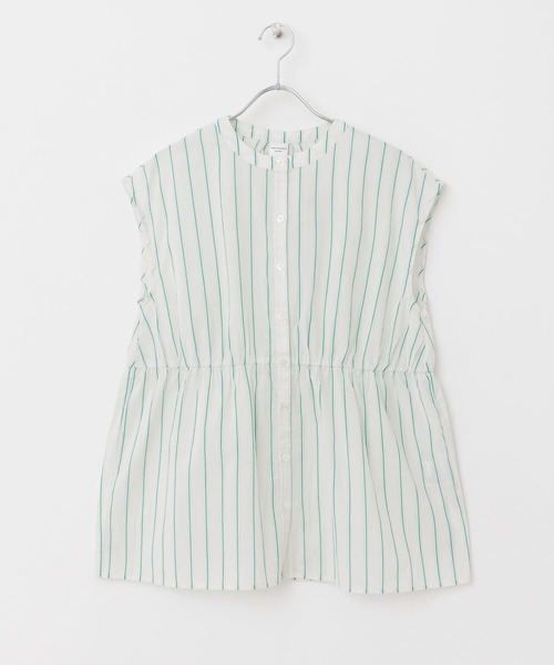 URBAN RESEARCH DOORS（アーバンリサーチドアーズ）の「ウエストギャザーストライプシャツ（シャツ/ブラウス・レディース・ブルー/グリーン・MEDIUM）」の9枚目の写真