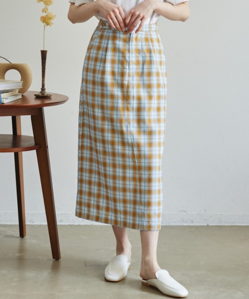 idem（イデム）の「pop check skirt/チェックナロースカート【Sサイズ