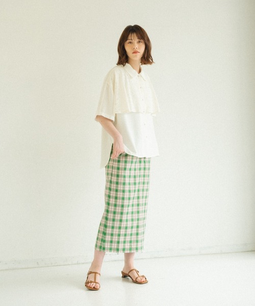 S様確認用☆スカート 制服 スカート 紺サックスチェック柄 大きいサイズ 20本プリーツ W75