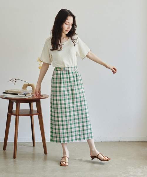 idem（イデム）の「pop check skirt/チェックナロースカート【Sサイズ