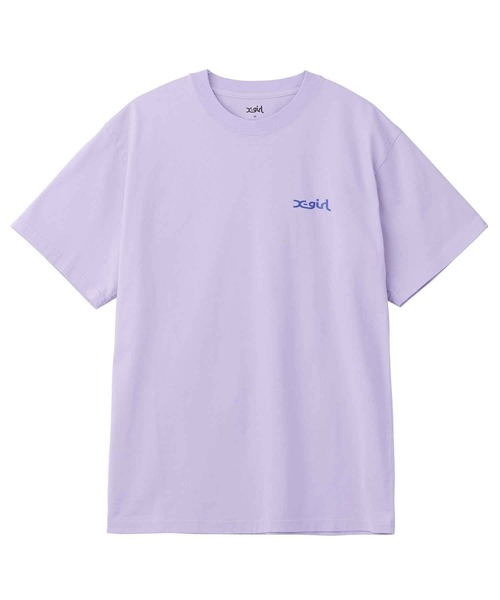 X-girl（エックスガール）の「JELLY LOGO S/S TEE/ブランドロゴ/バックプリント Tシャツ（Tシャツ/カットソー・レディース・ホワイト/ライトパープル/ブラック・S/M/XL/L）」の4枚目の写真