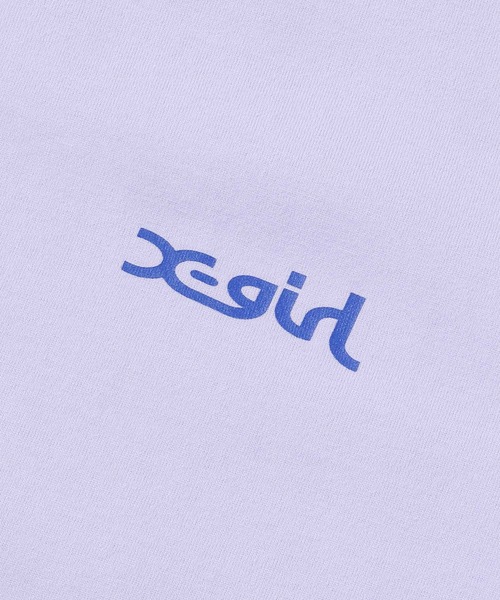 X-girl（エックスガール）の「JELLY LOGO S/S TEE/ブランドロゴ/バックプリント Tシャツ（Tシャツ/カットソー・レディース・ホワイト/ライトパープル/ブラック・S/M/XL/L）」の7枚目の写真