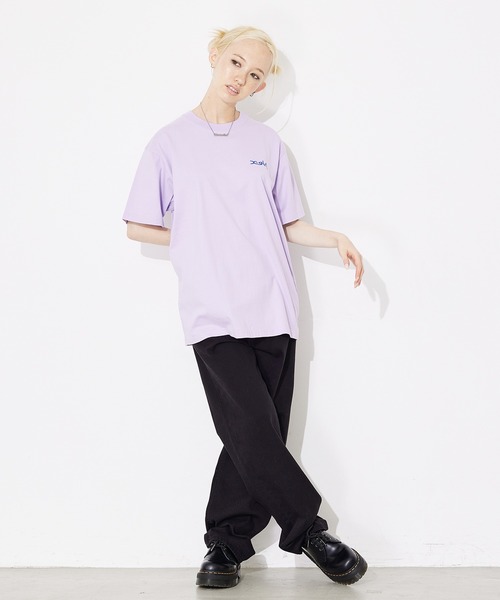 X-girl（エックスガール）の「JELLY LOGO S/S TEE/ブランドロゴ/バックプリント Tシャツ（Tシャツ/カットソー・レディース・ホワイト/ライトパープル/ブラック・S/M/XL/L）」の19枚目の写真