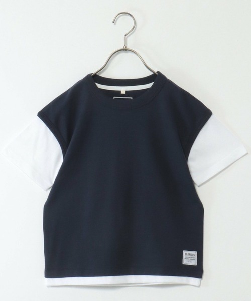 ikka(イッカ)の「【キッズ】鹿の子フェイクベストレイヤーTシャツ(100~160cm)(Tシャツ/カットソー・キッズ・ネイビー/オリーブ・110/160/140/120/130/100/150)」の2枚目の写真