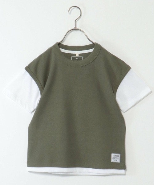 ikka(イッカ)の「【キッズ】鹿の子フェイクベストレイヤーTシャツ(100~160cm)(Tシャツ/カットソー・キッズ・ネイビー/オリーブ・110/160/140/120/130/100/150)」の1枚目の写真