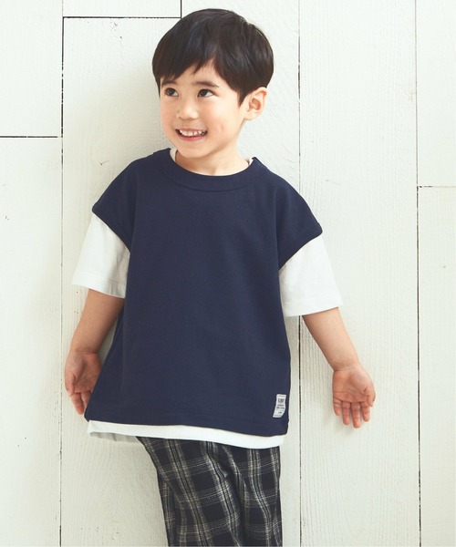 ikka(イッカ)の「【キッズ】鹿の子フェイクベストレイヤーTシャツ(100~160cm)(Tシャツ/カットソー・キッズ・ネイビー/オリーブ・110/160/140/120/130/100/150)」の3枚目の写真