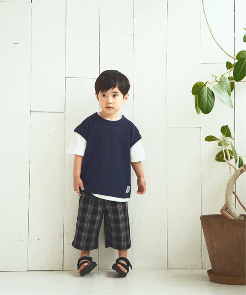 ikka(イッカ)の「【キッズ】鹿の子フェイクベストレイヤーTシャツ(100~160cm)(Tシャツ/カットソー・キッズ・ネイビー/オリーブ・110/160/140/120/130/100/150)」の6枚目の写真