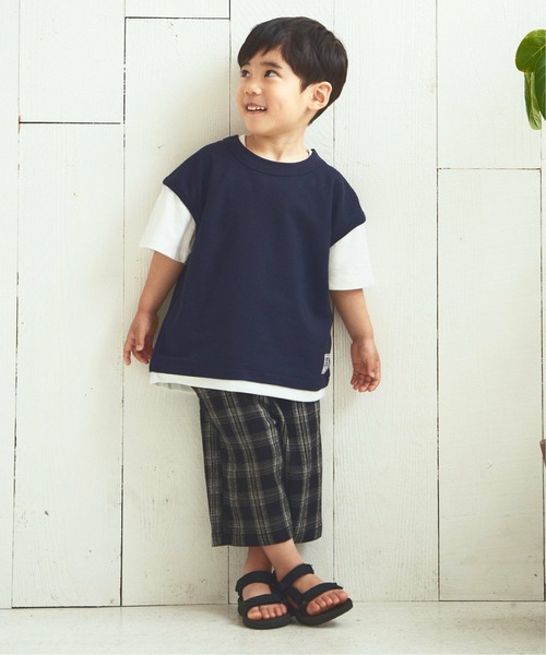 ikka(イッカ)の「【キッズ】鹿の子フェイクベストレイヤーTシャツ(100~160cm)(Tシャツ/カットソー・キッズ・ネイビー/オリーブ・110/160/140/120/130/100/150)」の5枚目の写真