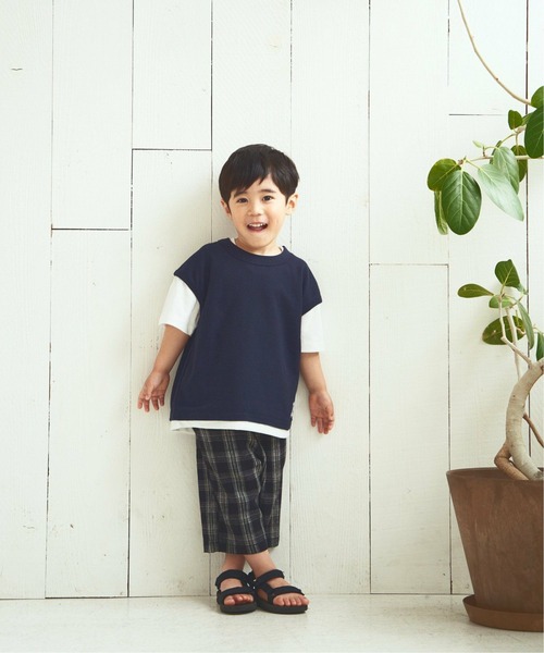 ikka(イッカ)の「【キッズ】鹿の子フェイクベストレイヤーTシャツ(100~160cm)(Tシャツ/カットソー・キッズ・ネイビー/オリーブ・110/160/140/120/130/100/150)」の7枚目の写真