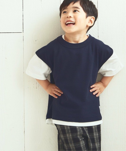 ikka(イッカ)の「【キッズ】鹿の子フェイクベストレイヤーTシャツ(100~160cm)(Tシャツ/カットソー・キッズ・ネイビー/オリーブ・110/160/140/120/130/100/150)」の4枚目の写真