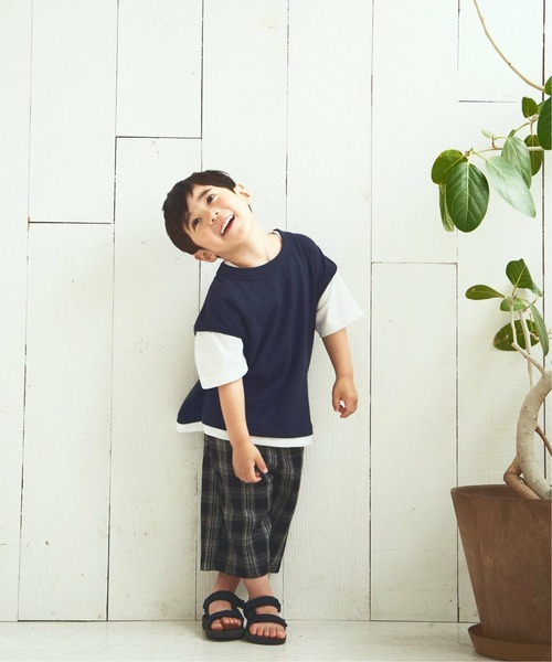 ikka(イッカ)の「【キッズ】鹿の子フェイクベストレイヤーTシャツ(100~160cm)(Tシャツ/カットソー・キッズ・ネイビー/オリーブ・110/160/140/120/130/100/150)」の8枚目の写真