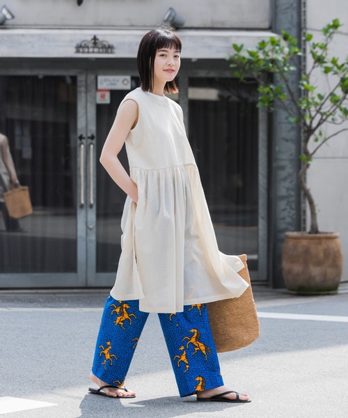 かぐれ（カグレ）の「コットンサッカー2WAYワンピース（ワンピース・レディース・ブルー/アイボリー・FREE）」の7枚目の写真