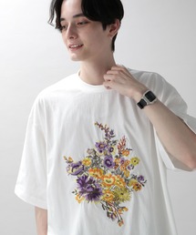 フラワー刺繍/ビッグシルエットTシャツ