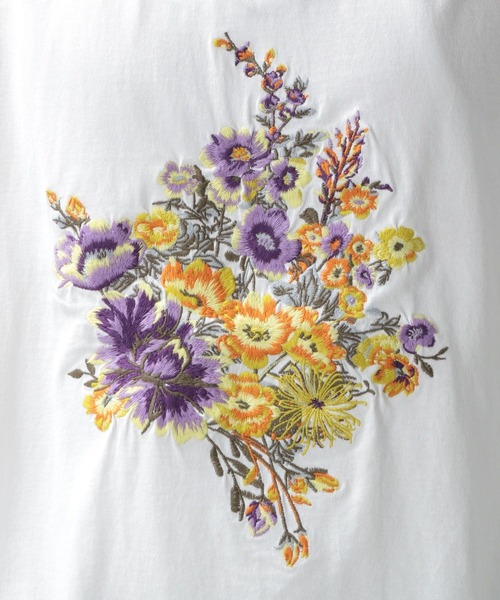 RAGEBLUE(レイジブルー)の「フラワー刺繍/ビッグシルエットTシャツ(Tシャツ/カットソー・メンズ・ホワイト/ライトブルー・MEDIUM/LARGE)」の16枚目の写真