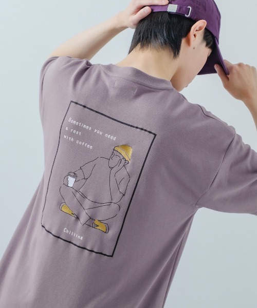 improves(インプローブス)の「イラスト バックプリント&刺しゅう 半袖Tシャツ(Tシャツ/カットソー・メンズ・ホワイト系その他/レッド/ラベンダー/グリーン/スミクロ/ホワイト・LARGE/MEDIUM)」の6枚目の写真