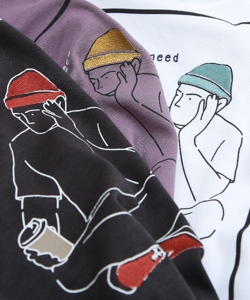 improves(インプローブス)の「イラスト バックプリント&刺しゅう 半袖Tシャツ(Tシャツ/カットソー・メンズ・ホワイト系その他/レッド/ラベンダー/グリーン/スミクロ/ホワイト・LARGE/MEDIUM)」の7枚目の写真