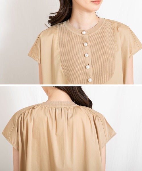 Torrazzo Donna パール付ニットシャツチュニック　トラッゾドンナ Torrazzo Donna（トラッゾドンナ）の「パール付ニットシャツ