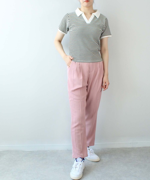 toucher du brise(トゥシェドブリーズ)の「ボーダースキッパー(Tシャツ/カットソー・レディース・モスグリーン/ダークブラウン/オフホワイト・L/M)」の8枚目の写真