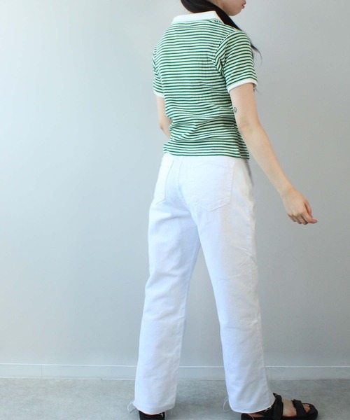toucher du brise(トゥシェドブリーズ)の「ボーダースキッパー(Tシャツ/カットソー・レディース・モスグリーン/ダークブラウン/オフホワイト・L/M)」の18枚目の写真