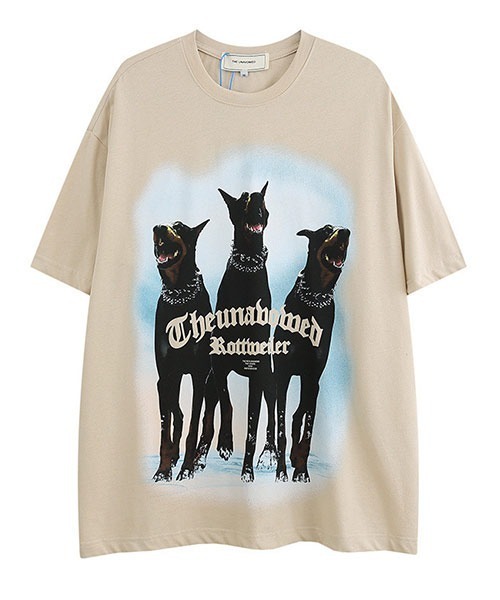 Ressaca(レサーカ)の「DOG ロゴプリントオーバーサイズ半袖犬Tシャツ(Tシャツ/カットソー・メンズ・ブラック/ベージュ・M/L/XL)」の3枚目の写真
