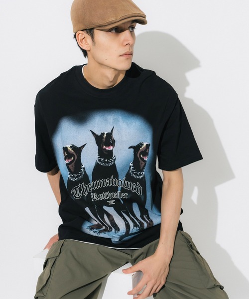 Ressaca(レサーカ)の「DOG ロゴプリントオーバーサイズ半袖犬Tシャツ(Tシャツ/カットソー・メンズ・ブラック/ベージュ・M/L/XL)」の4枚目の写真
