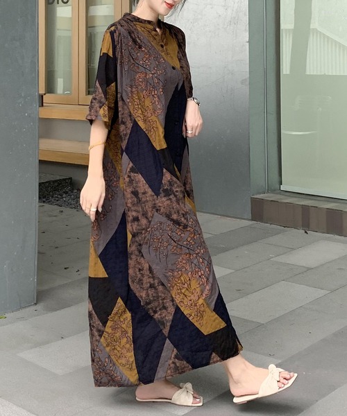 FREE STYLISTS（フリー スタイリスト）の「バンドカラーAラインシャツワンピース（シャツワンピース・レディース・グレー系/ブラウン系・FREE）」の11枚目の写真