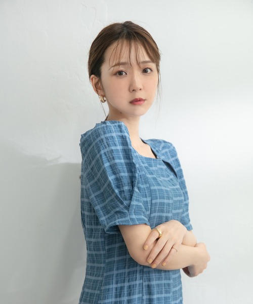 ADIRA(アディラ)の「ポコポコチェックマーメイドワンピ(ワンピース・レディース・ブルー/ブラック・MEDIUM)」の20枚目の写真